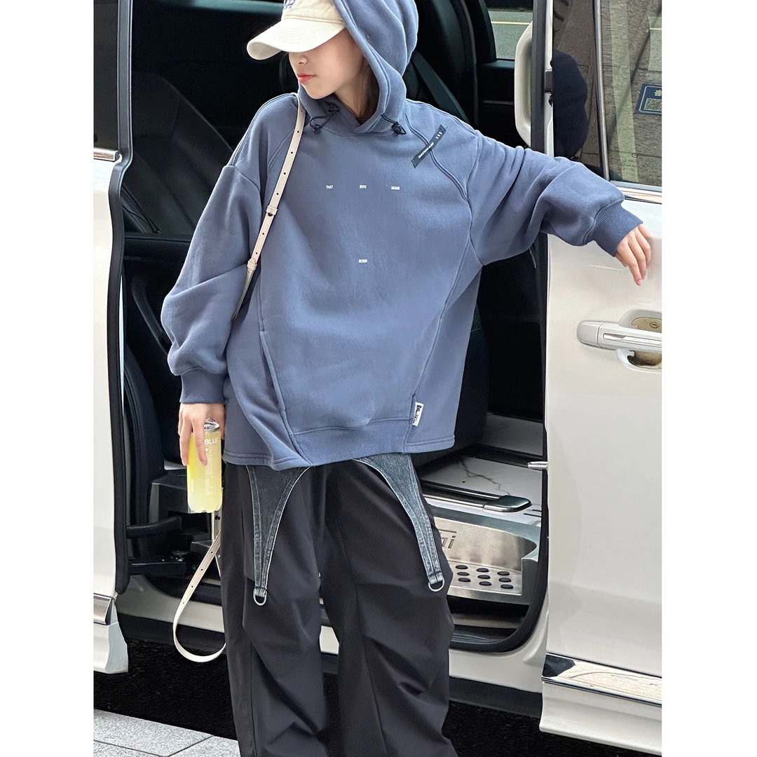 K29929孙小美简约女童卫衣加绒秋冬2025新款儿童加厚连帽卫衣时髦