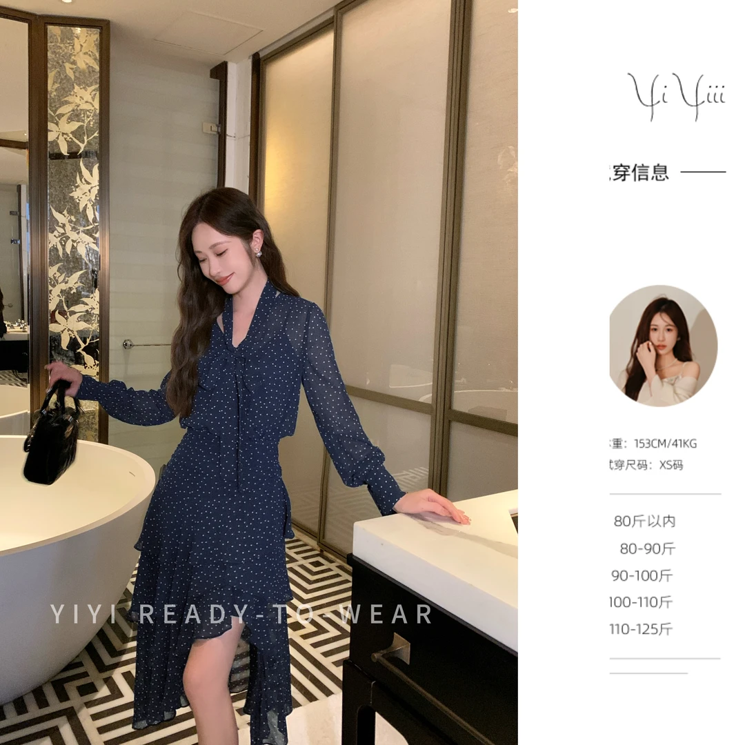 【首尔时区】<YiYiii>小个子时尚西装上衣波点修身收腰连衣裙