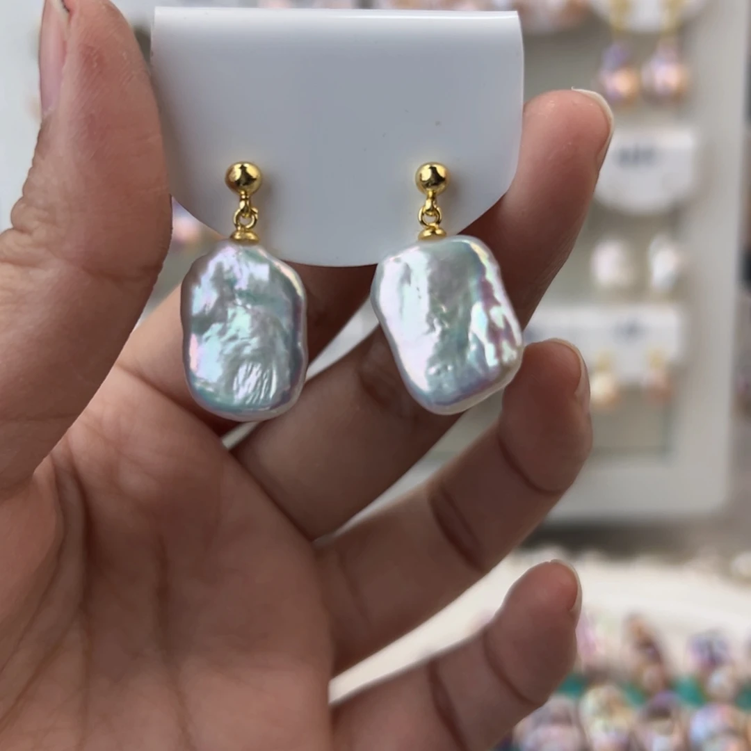 淡水珍珠耳饰银S925镶嵌