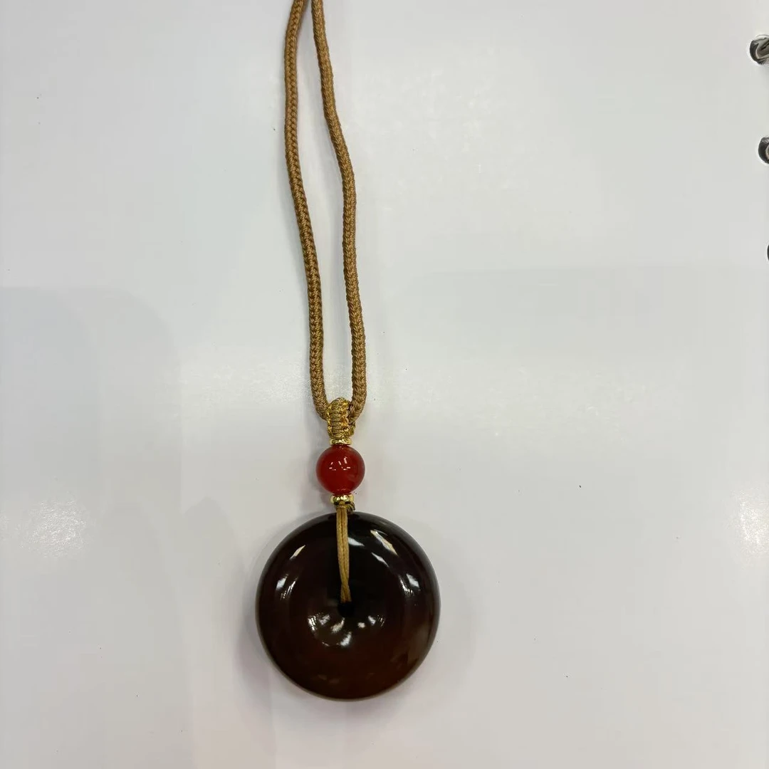 现货-新疆和田玉糖玉平安扣尺寸约30mm