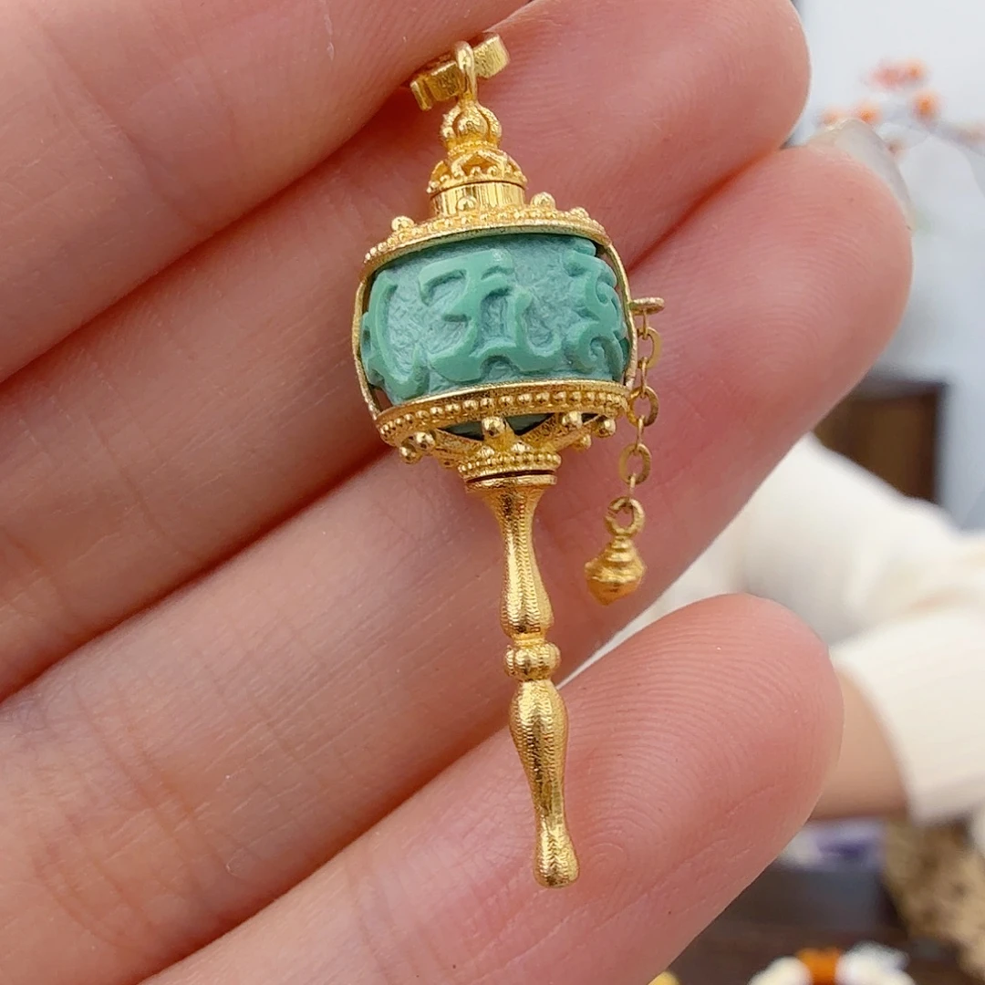 绿松石18K金镶嵌珠宝半成品
