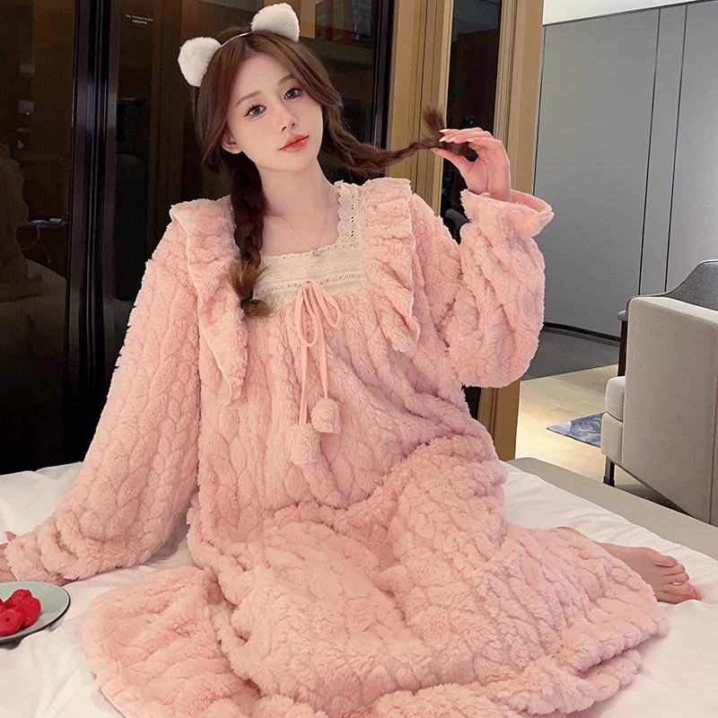 【温柔午后】秋冬季女士加厚甜美ins公主风胖mm250斤家居服