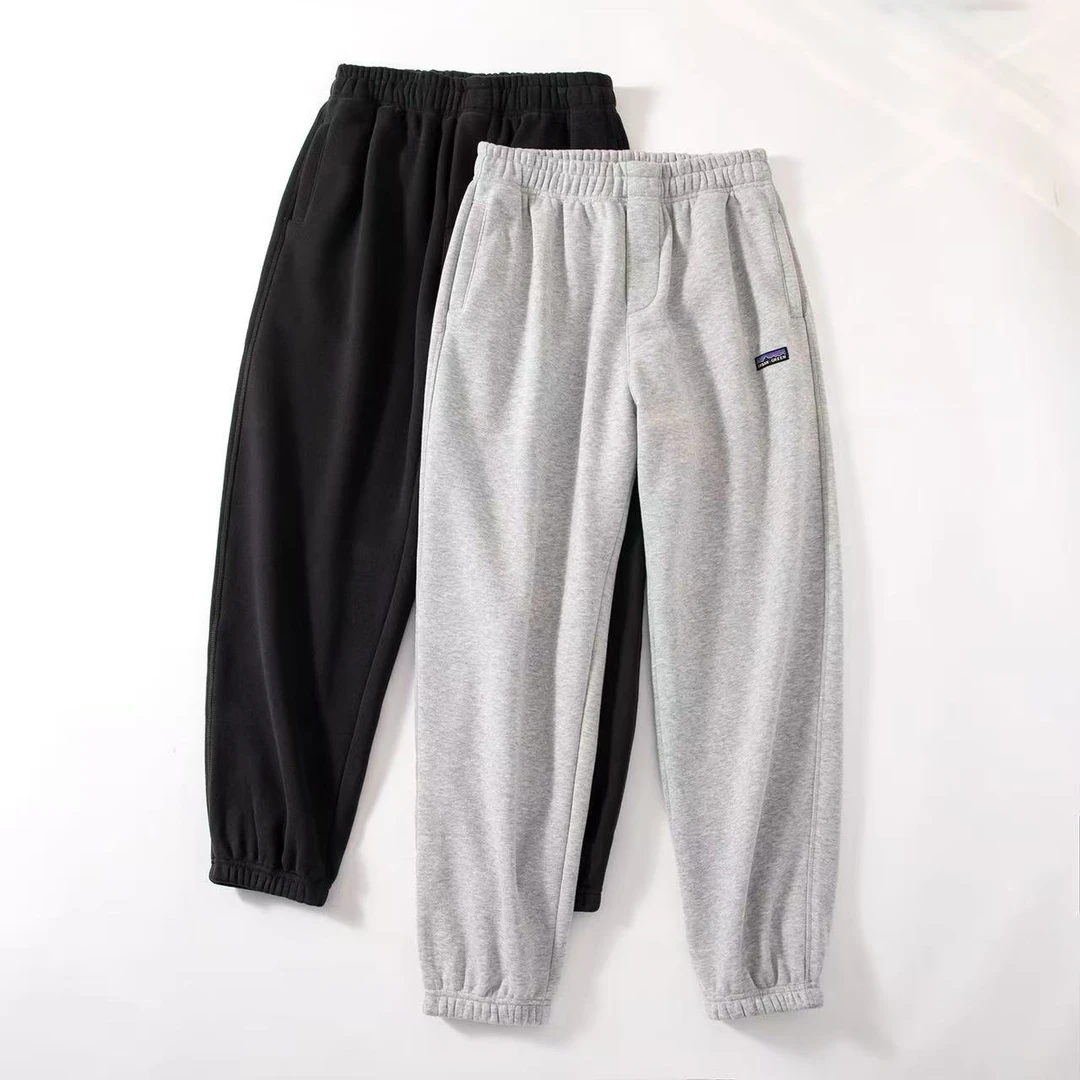 巴家平替 冬季加绒保暖卫裤休闲宽松束脚裤百搭直筒运动裤男女