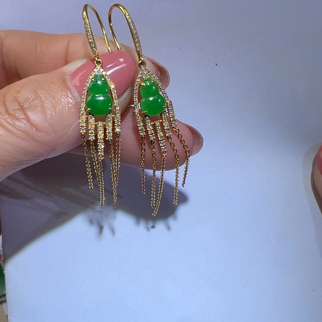 翡翠颈饰18K金镶嵌耳环