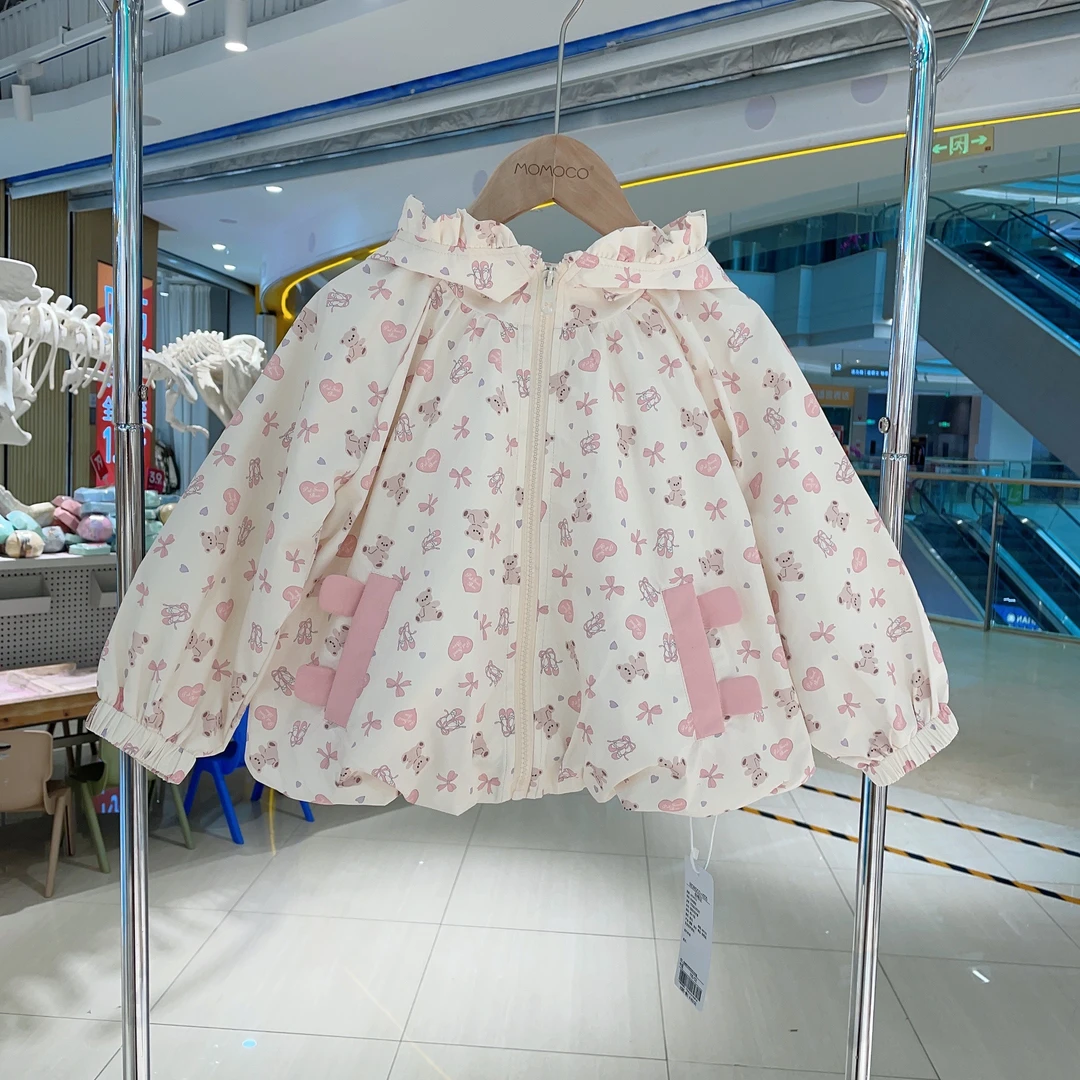 MOMOCO2025款春季欧若风女童可爱网纱裙边甜美外套77530107021