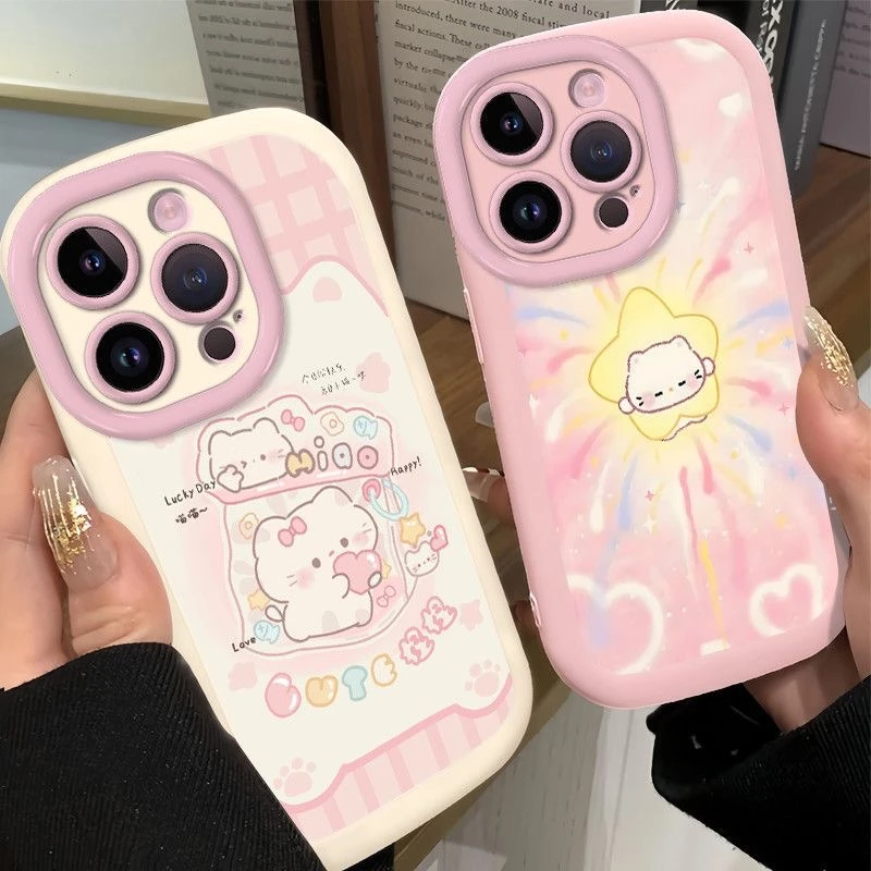 比耶星星小猫适用苹果16promax手机壳iPhone15可爱14软胶13肤感12