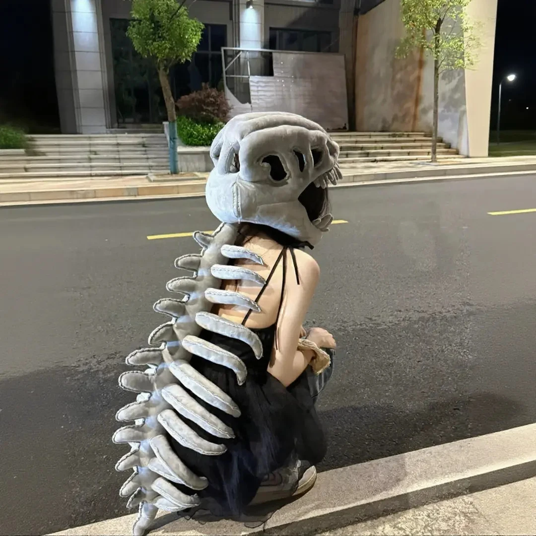 恐龙骨架头套毛绒玩具鹿晗同款儿童外骨骼玩偶成人生日礼物送女生