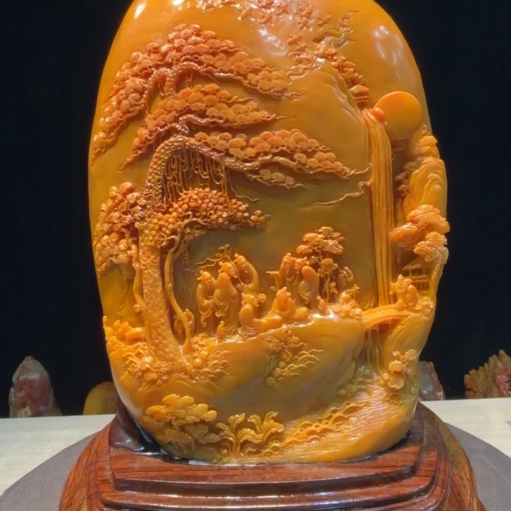 彩***水寿山石寿山石摆件文化