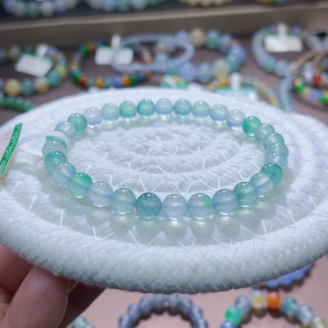 未镶嵌手链翡翠木纳白钢飘卡6