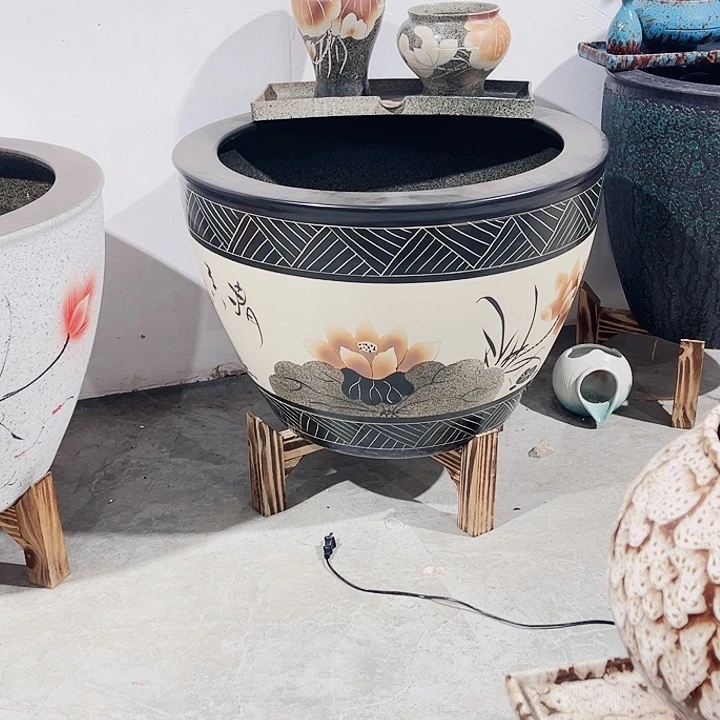 逸***菲景德镇陶瓷鱼缸艺术直径73高度50