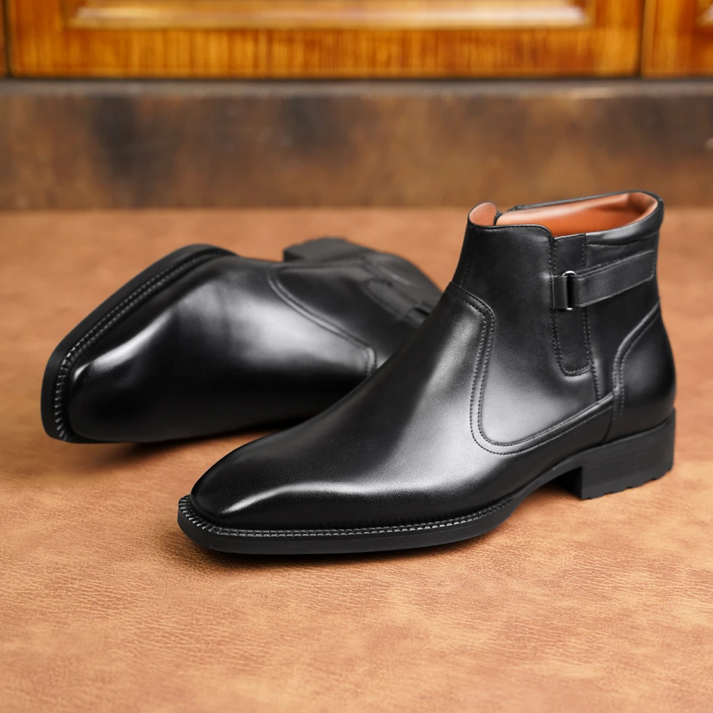 【潮味】秋冬季男士潮流时尚擦色男士商务男切尔西靴X877-K32