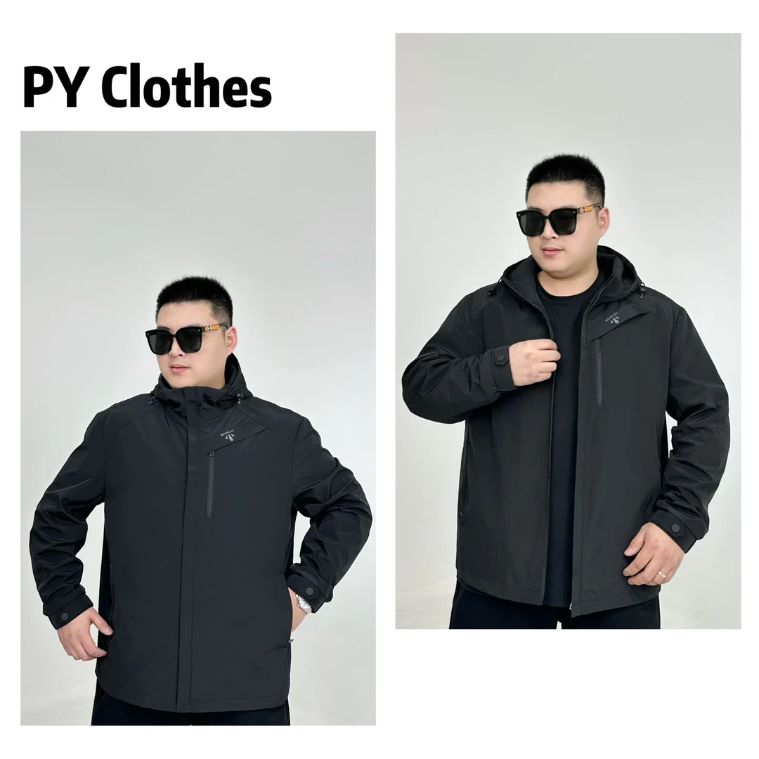胖语大码男装 2025春季新款百搭定制户外软壳休闲连帽外套88609#S
