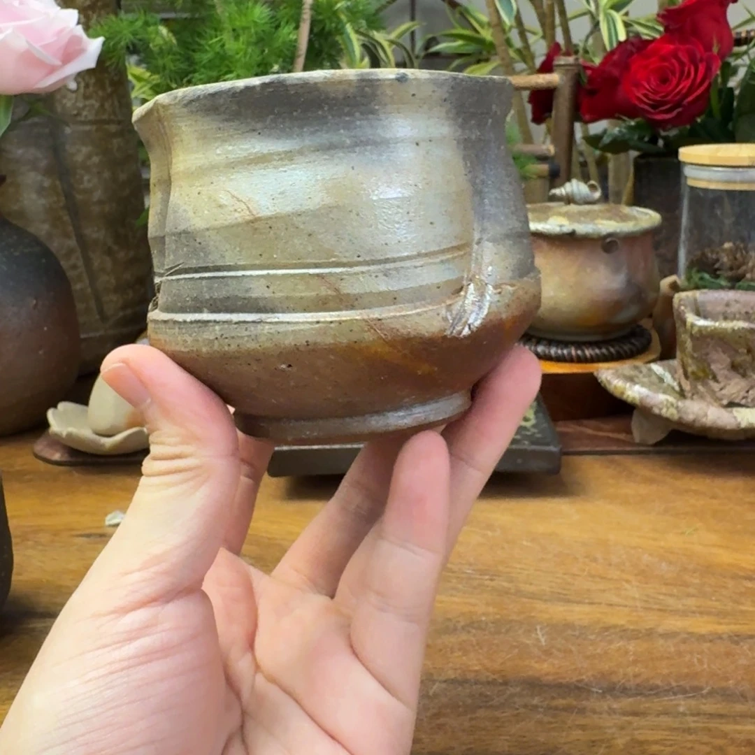 永末隆平备前烧青备前汤吞福利一口价