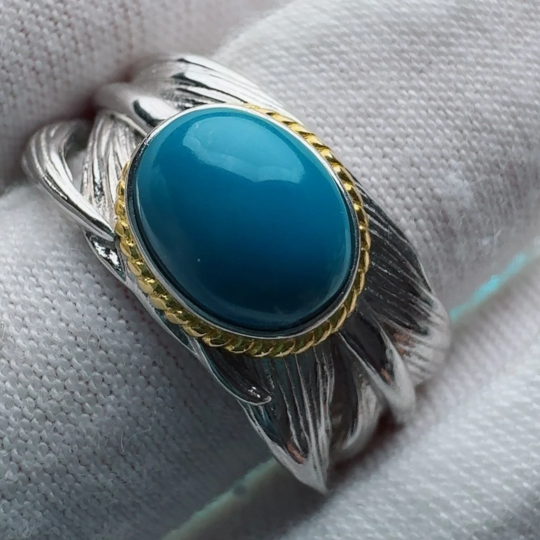 绿松石银S925镶嵌戒指