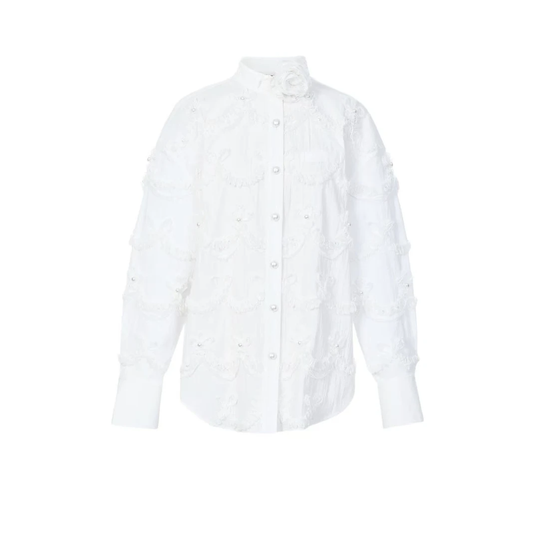 拉飞姆2025春 花边装饰衬衫外套FF25C51SB172