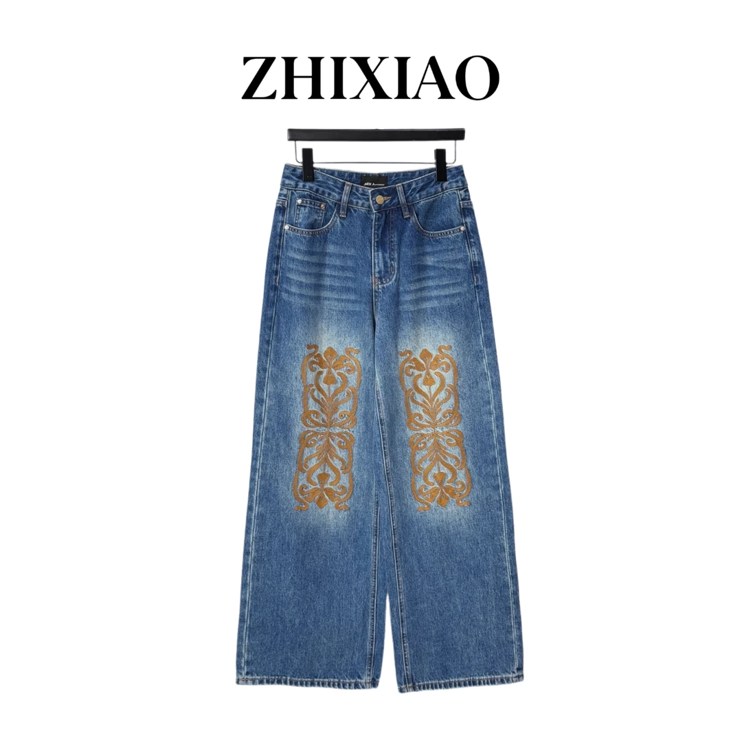 【ZHIXIAO】秋冬新款：花纹牛仔裤70710