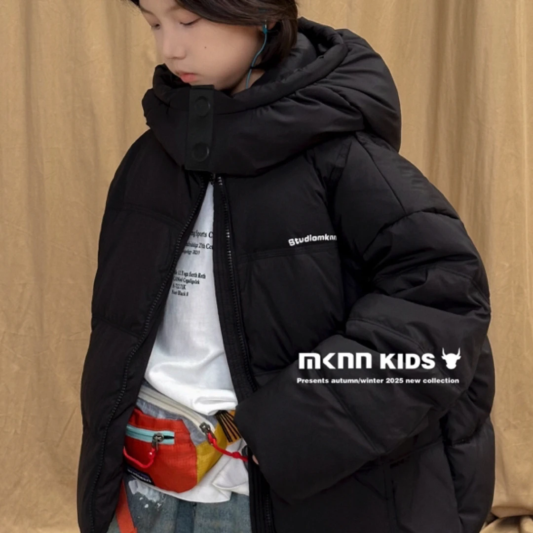 高品质韩系新国标90白鸭绒冬季加厚保暖连帽男女童可穿麦咔牛牛