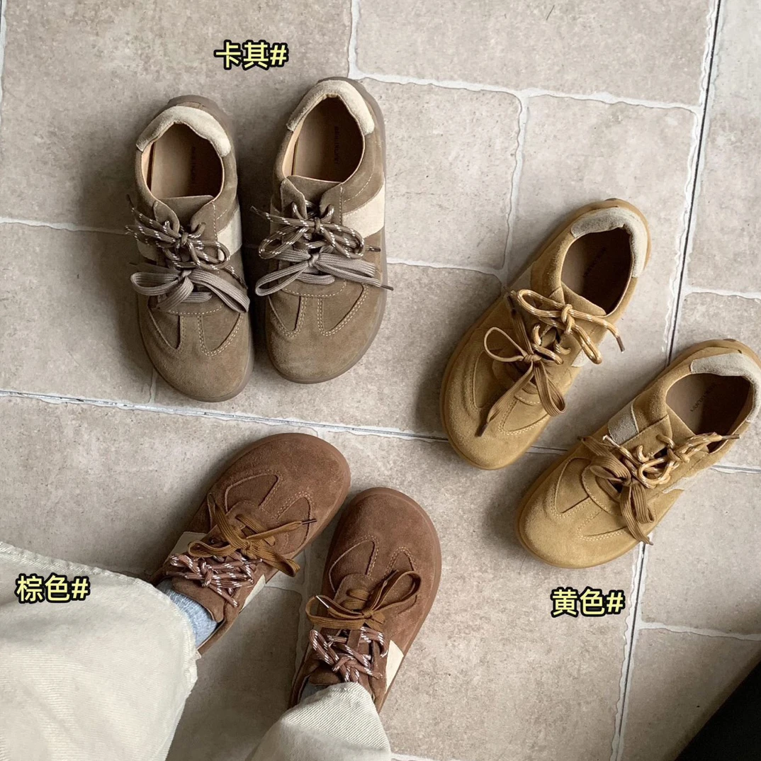 VEEFSHOW 5068-1 复古德训鞋女韩系洋气美拉德百搭厚底全包勃肯鞋