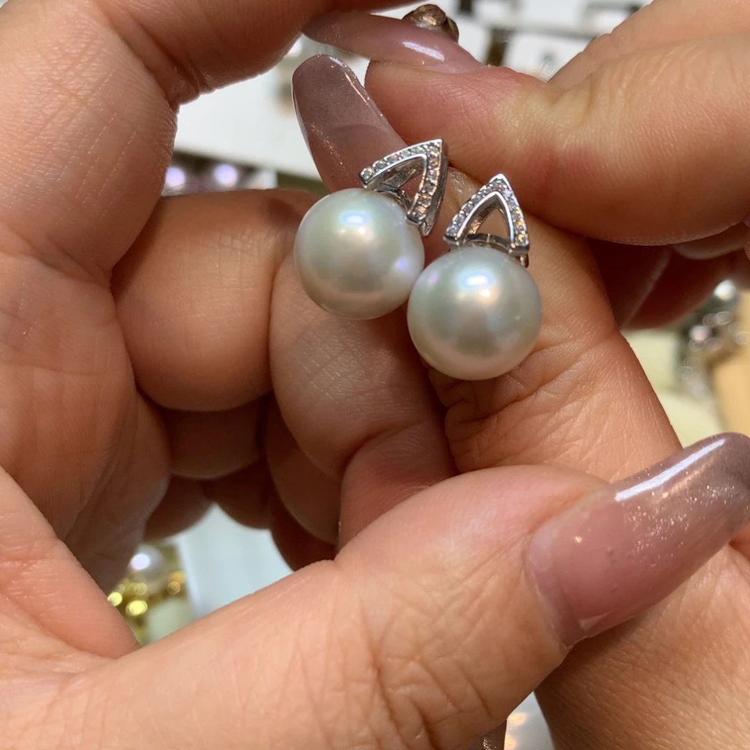 淡水珍珠耳饰银S925镶嵌