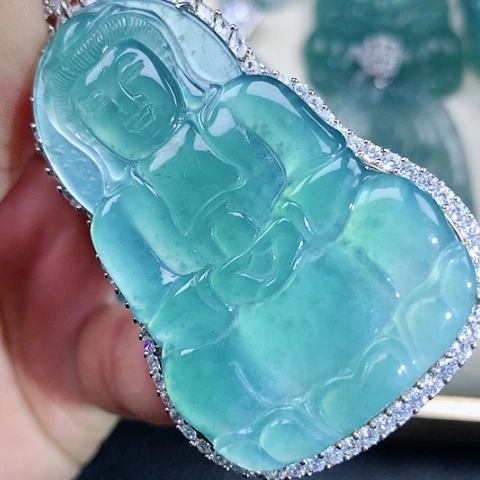 【闪购商品】翡翠颈饰银S925镶嵌天然翡翠
