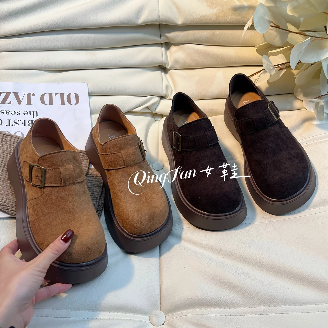 厚底勃肯鞋女2025新款春秋一脚蹬女鞋百搭休闲博肯单鞋复古豆豆鞋