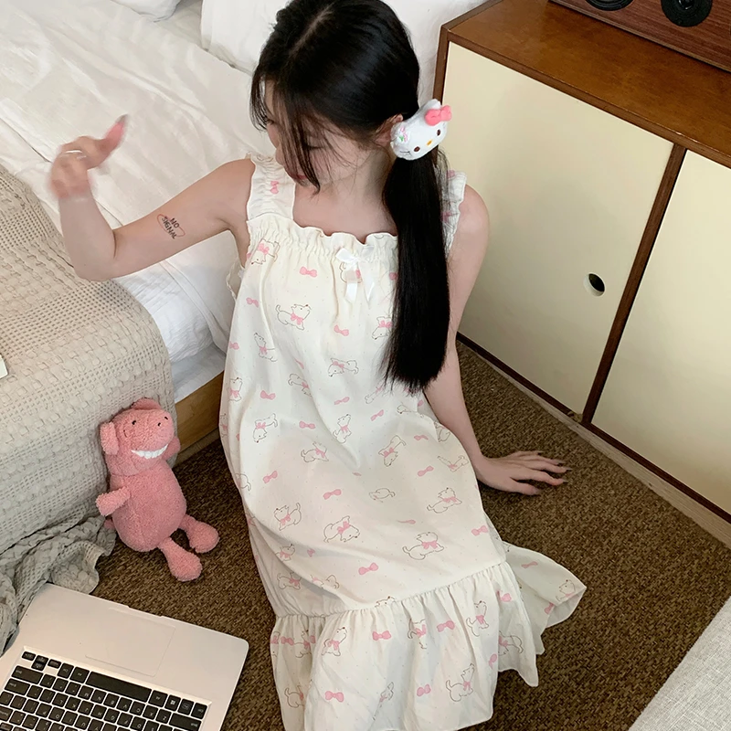 【带胸垫】韩系ins格子睡裙女夏季可爱少女公主风连衣裙可外穿无袖