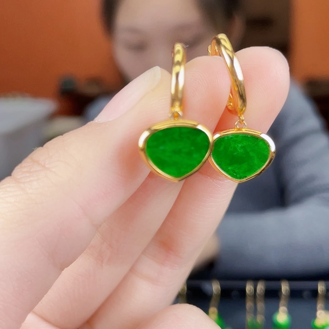 翡翠银S925镶嵌耳饰