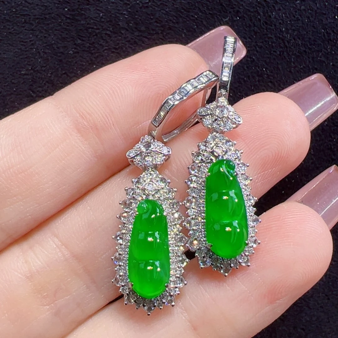 翡翠耳饰18K金镶嵌耳坠