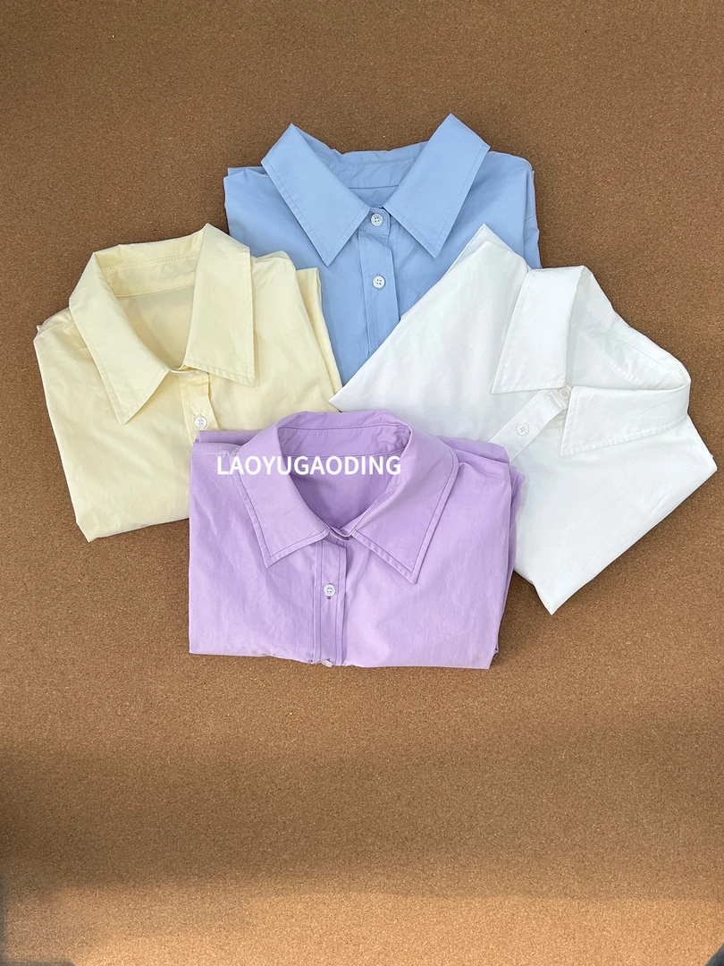 【LAOYUGAODING】高品质-1603开春小众穿搭蓝色衬衫外套衬衣女款