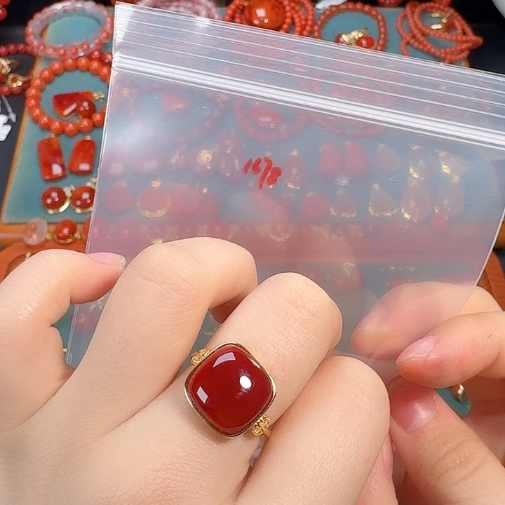 南红玛瑙银S925镶嵌戒指