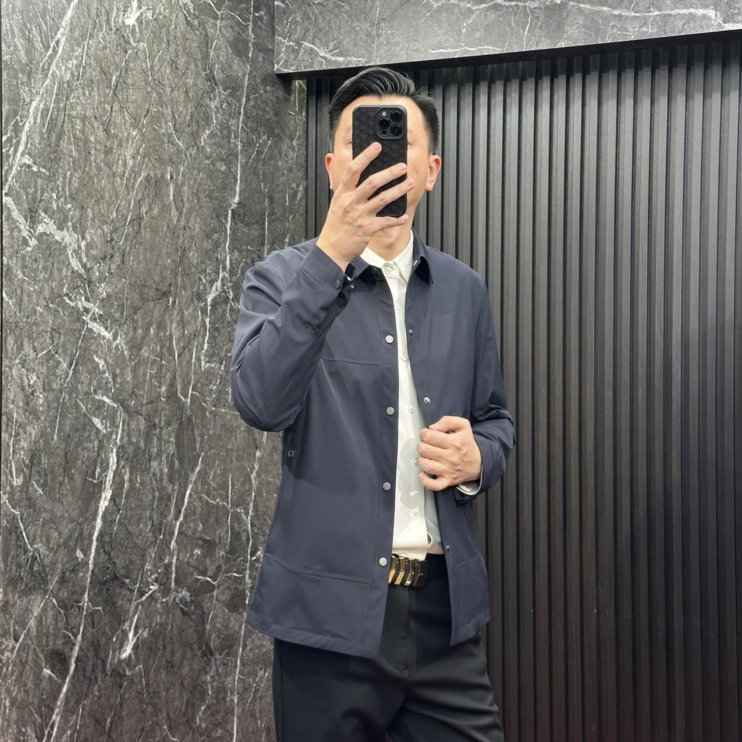 62515【男士三防翻领夹克商务休闲弹力抗皱】春季轻奢简约百搭新款