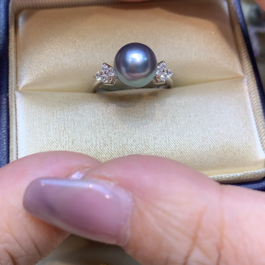 银S925镶嵌戒指海水珍珠