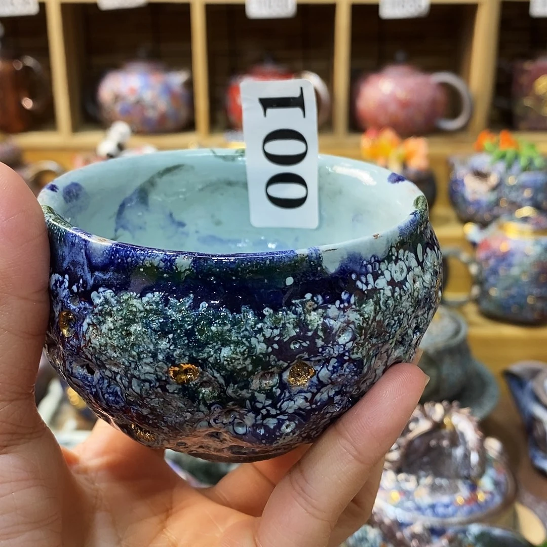 夜***下粗陶柴烧志野茶器