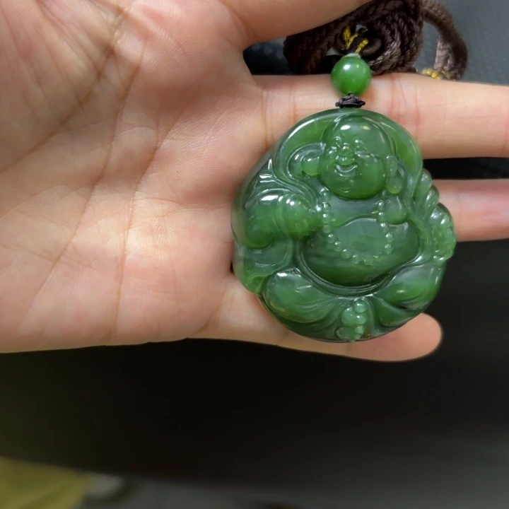 和田玉未镶嵌颈饰猫眼逍遥佛