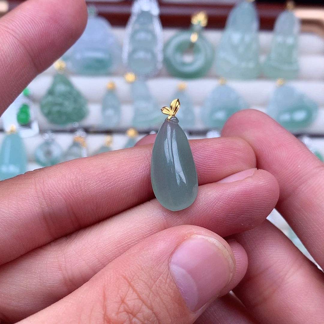 翡翠18K金镶嵌吊坠(不含链)