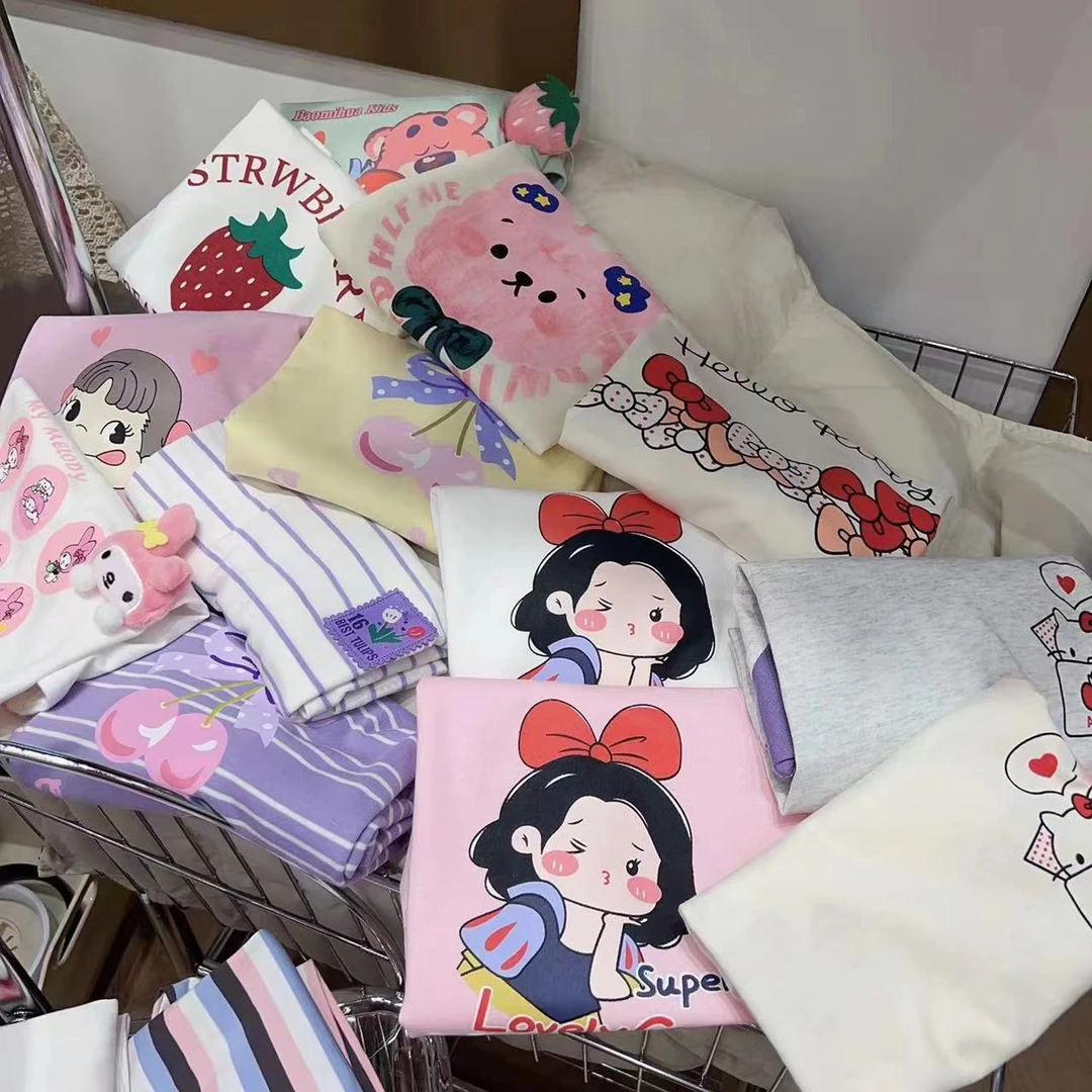 盲拍女宝100 110【801-1000】2025新款儿童时尚圆领纯棉T恤短袖