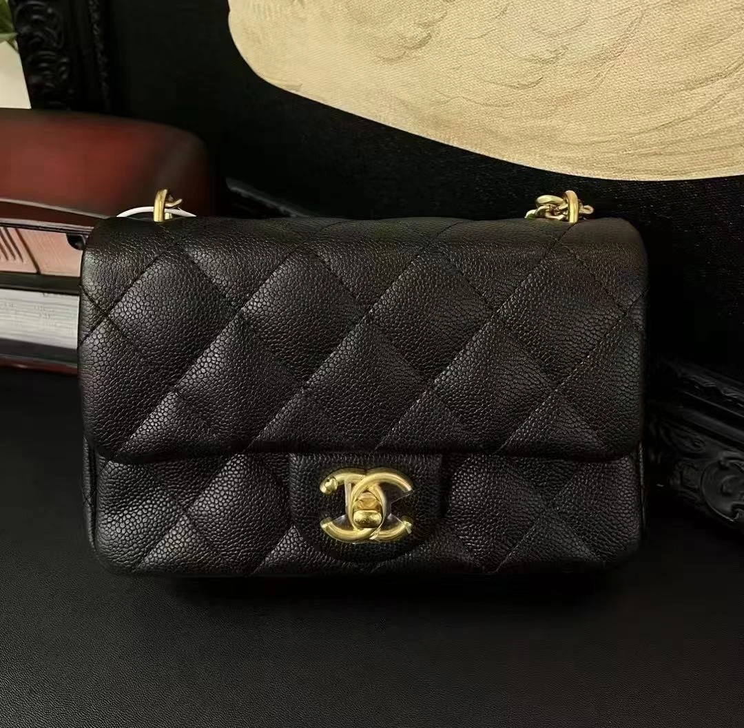95新 Chanel/香奈儿 W黑金23p爱心金球大mini芯片款23年73571229