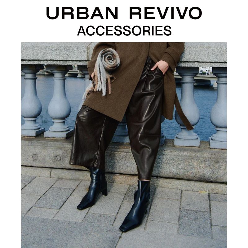 【钟楚曦同款】URBAN REVIVO2025秋季新款女小方头短靴UAWS50113