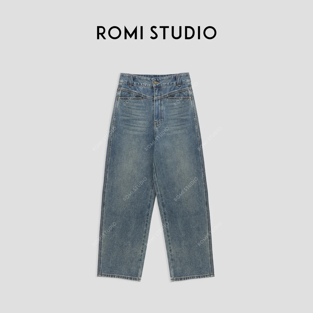 ROMI STUDIO"松弛高知"高腰舒适亲肤微收脚牛仔裤K3618
