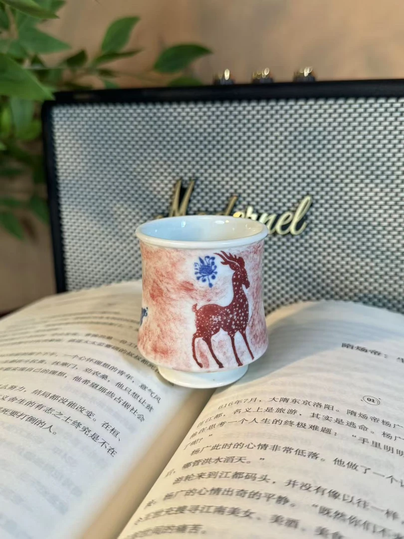 A181【蜕观堂】景德镇手工手绘拓片品茗杯  50ml