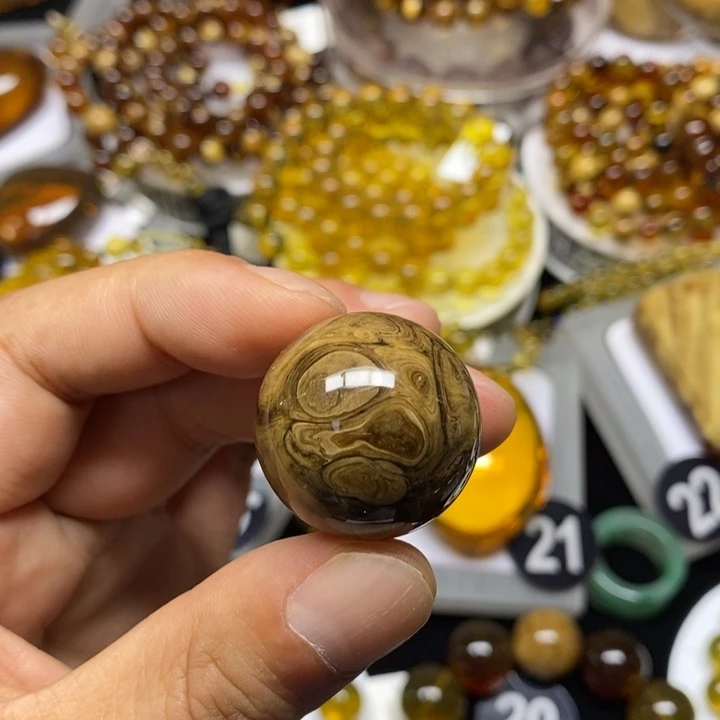 琥珀未镶嵌珠宝奇石缅甸琥珀妖花根珀珠子