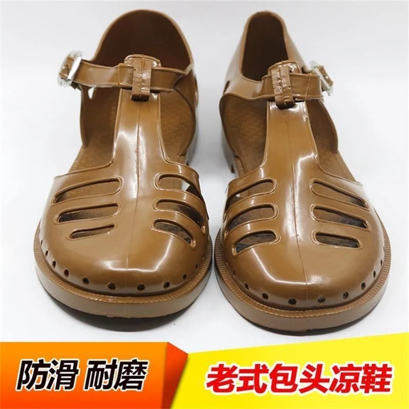 季男士夏橡胶塑料复古怀旧凉鞋洞洞鞋