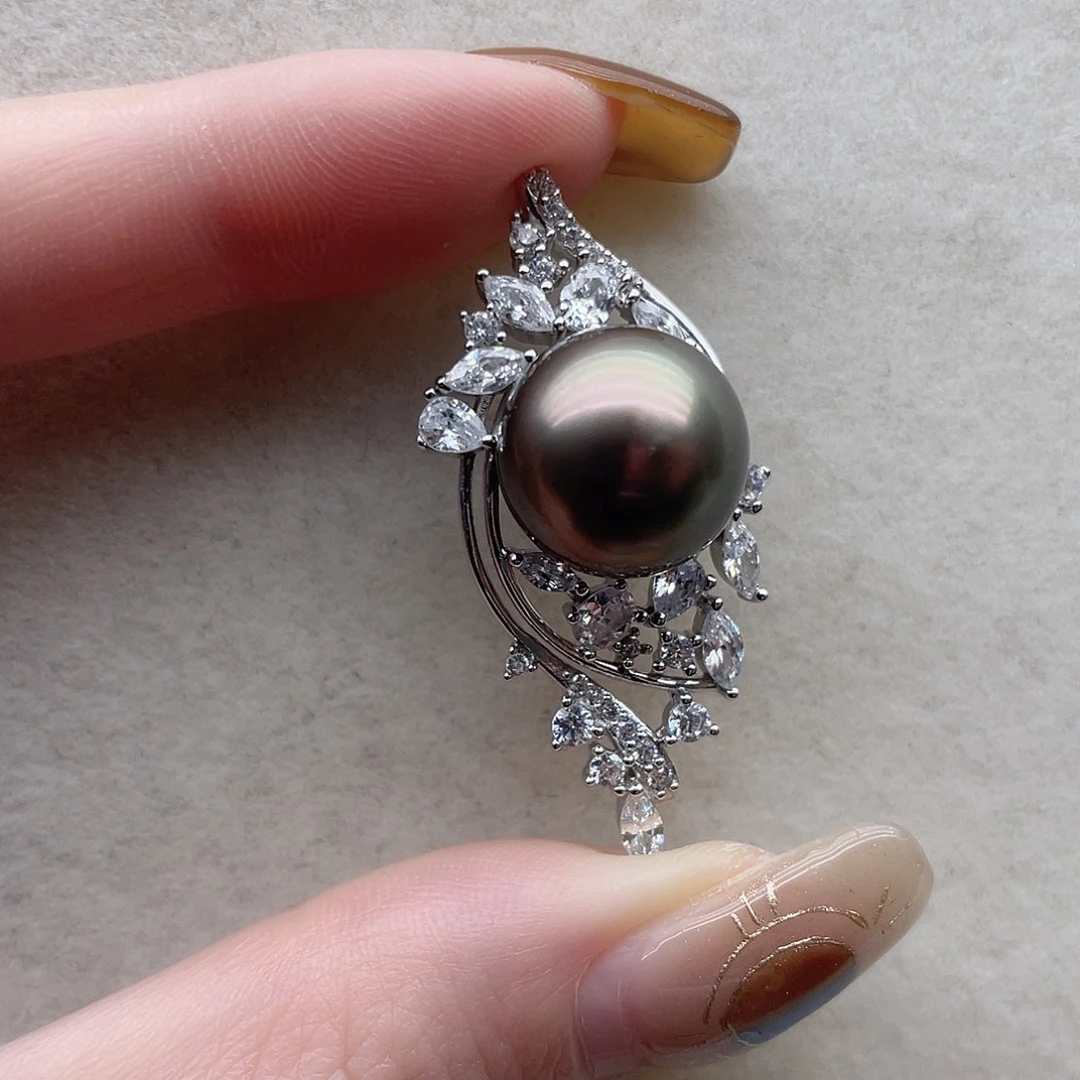 银S925镶嵌海水珍珠吊坠78