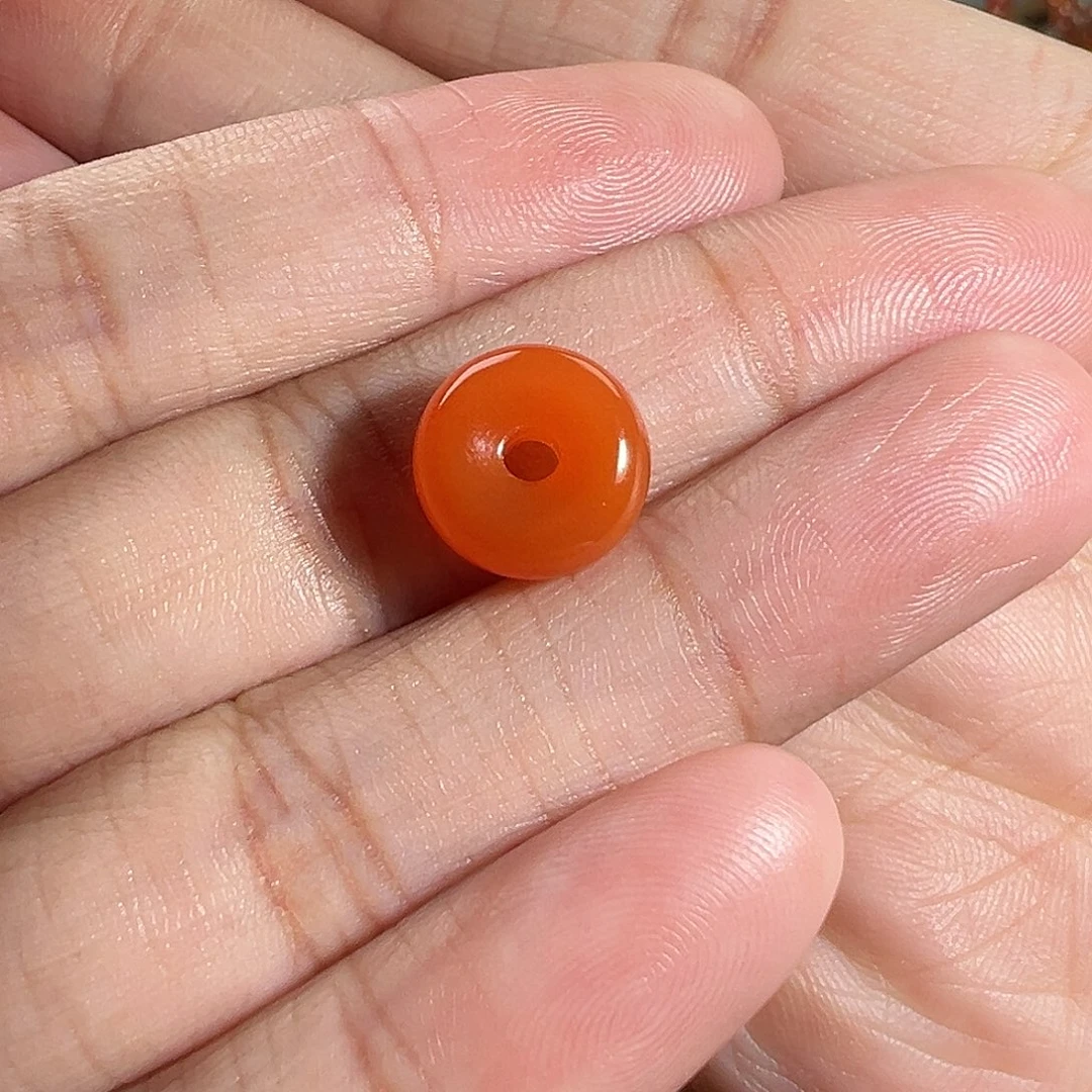 南红玛瑙珠宝奇石未镶嵌柿子红扣子11.2mm