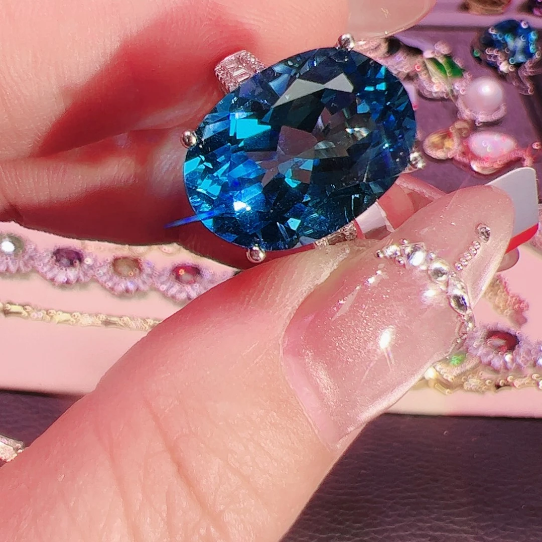 托帕石戒指银S925镶嵌