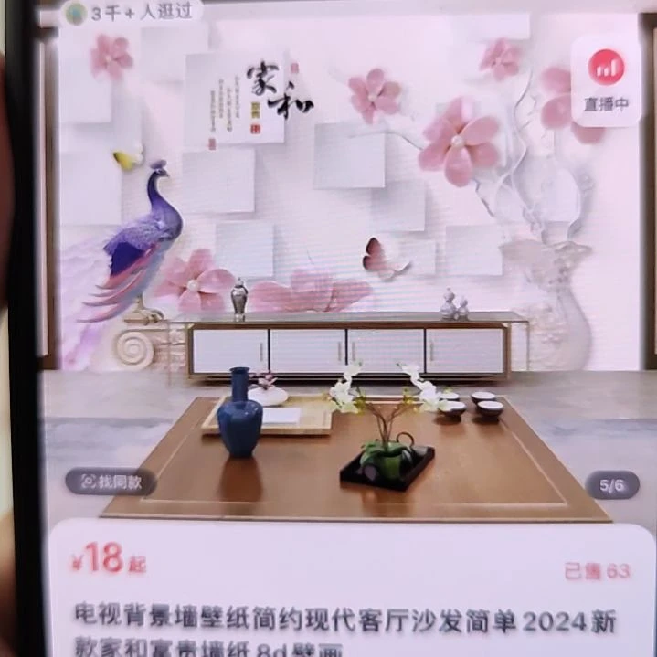 凤***客厅电视墙壁画壁布