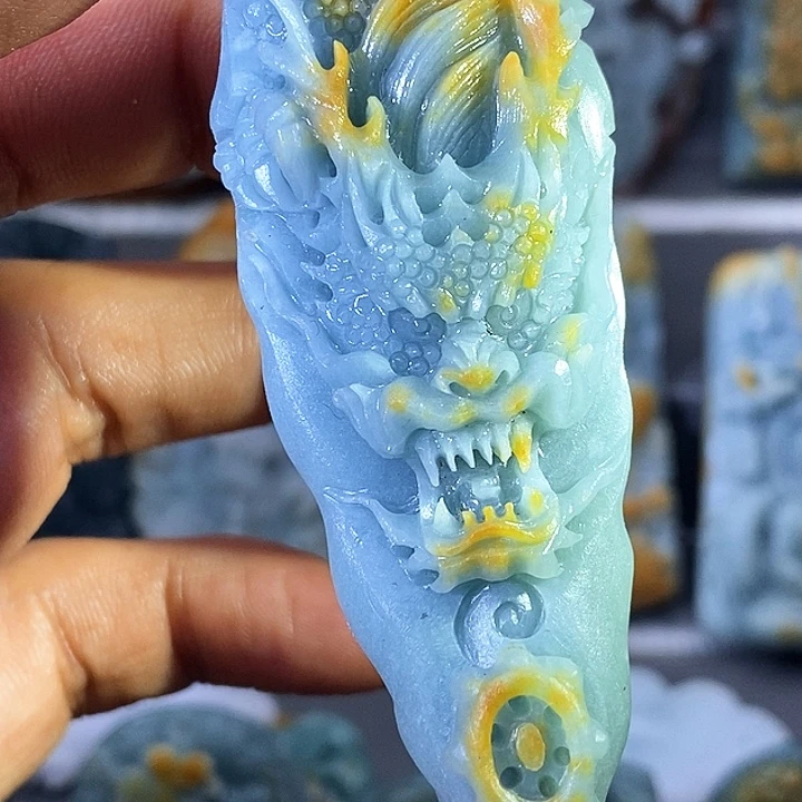 定制翡翠未镶嵌龙牌 抛光3天
