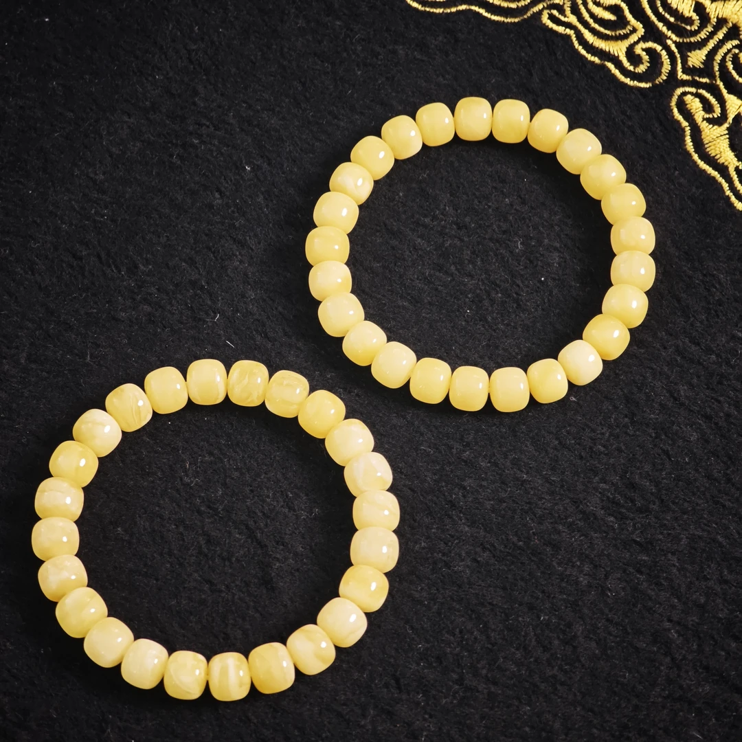 晶匠（只卖头货）俄料精工白花蜜蜡老型手串8mm+ 多样性发一 简约