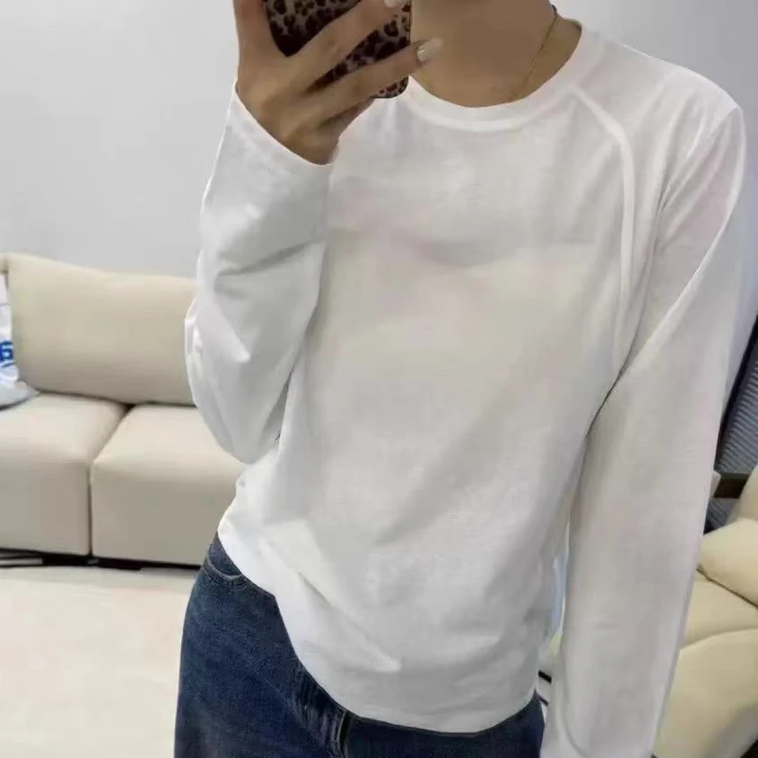 焕焕家 圆领极简款白T长袖打底