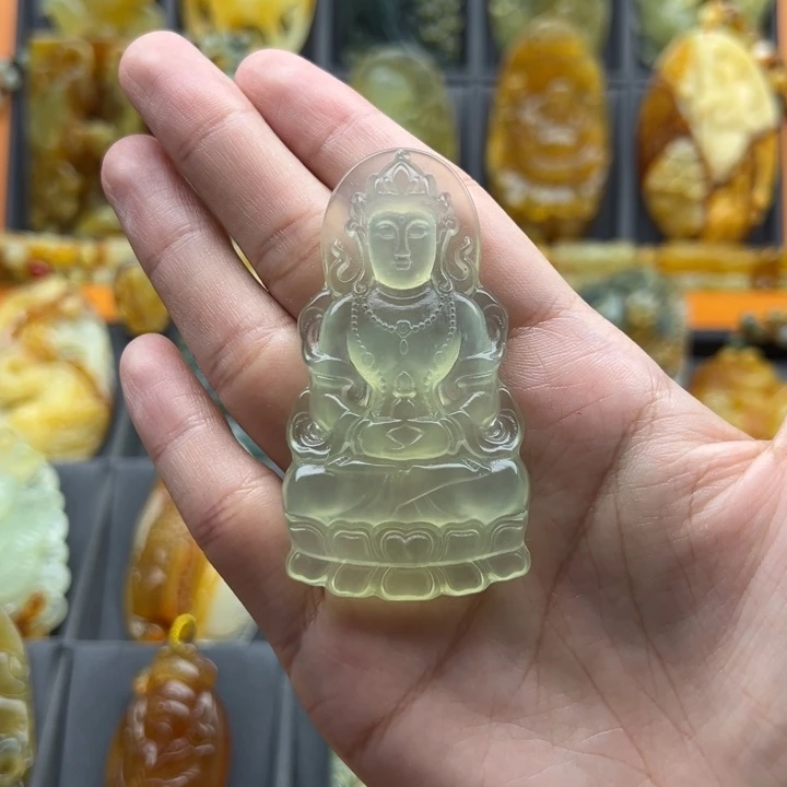 菩***心蛇纹石玉未镶嵌颈饰